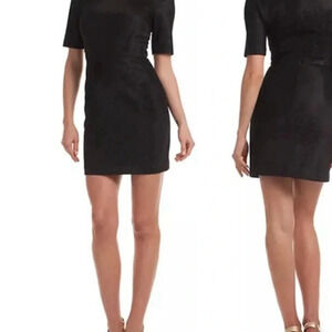 Trina Turk Tiki Black Sparkle V Neck Sheath Mini Dress